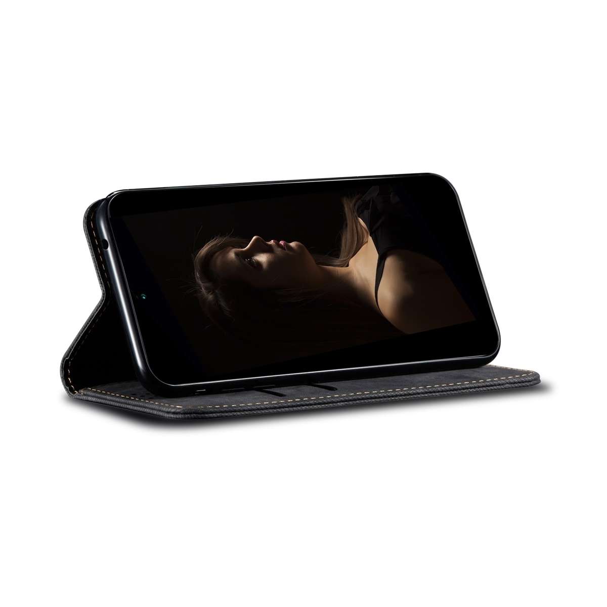 For Samsung Galaxy S24 Ultra 5G Denim Texture Casual Style Horizontal Flip Leather Case(Black)