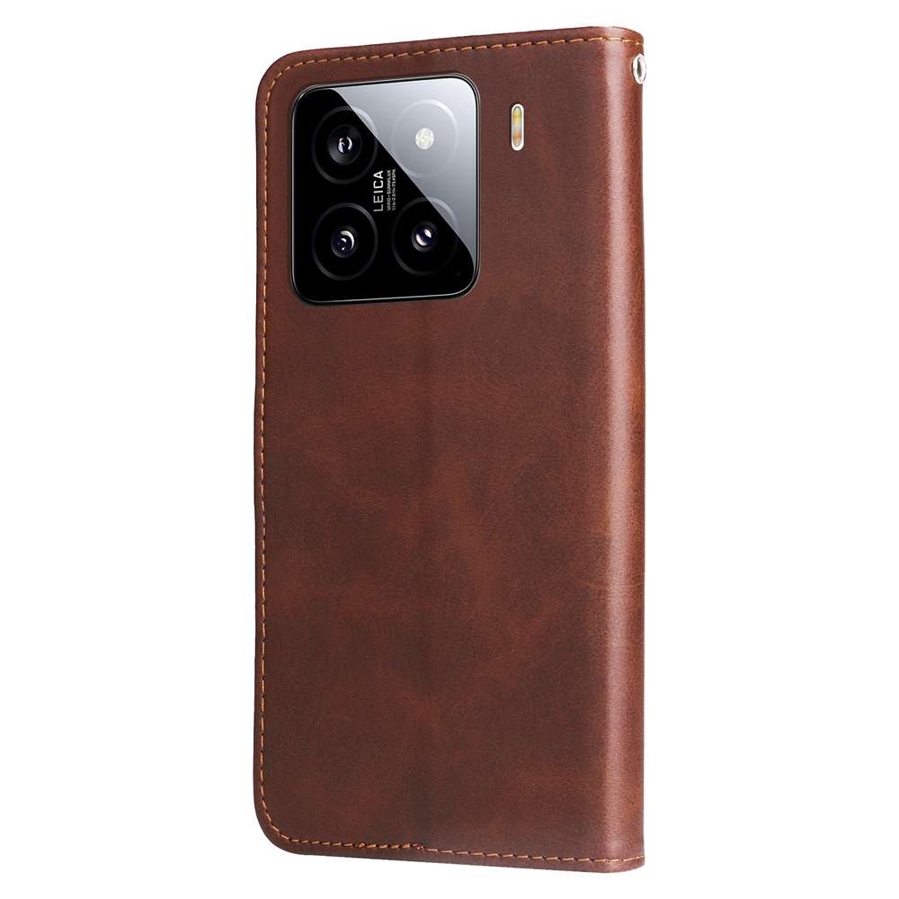 For Xiaomi 15 Fashion Calf Texture Zipper Leather Phone Case(Brown)