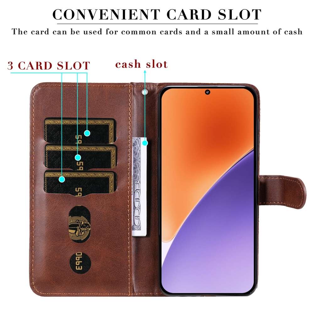 For Xiaomi 15 Fashion Calf Texture Zipper Leather Phone Case(Brown)