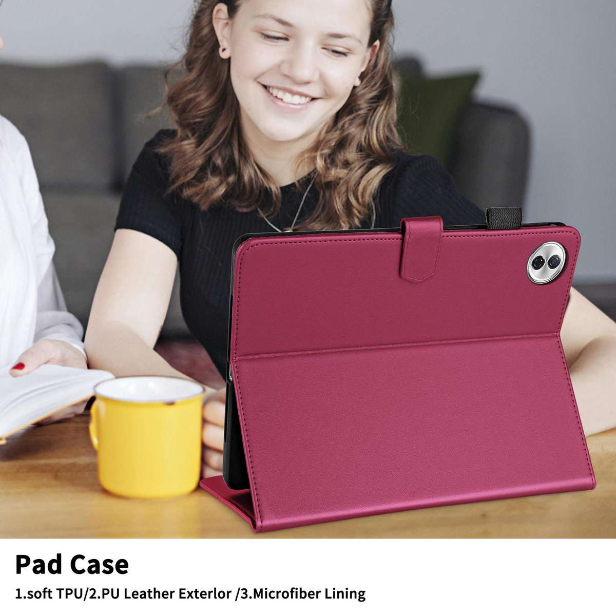 For Honor Pad 10 12.1 inch 2025 Rhombus Lattice Leather Tablet Case(Red)