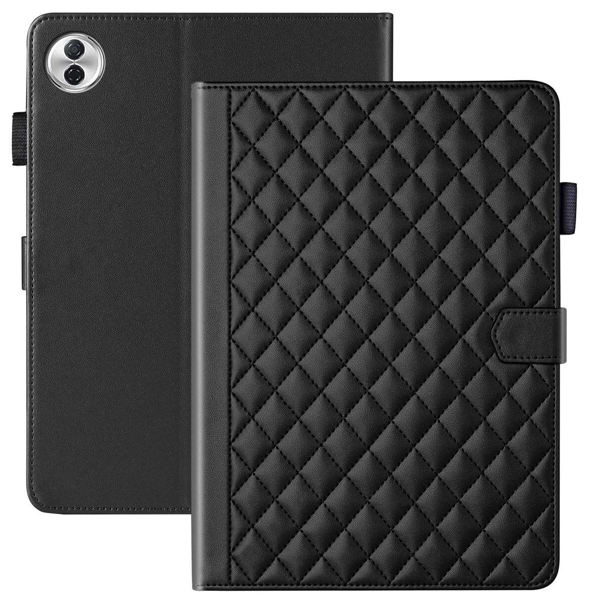 For Honor Pad 10 12.1 inch 2025 Rhombus Lattice Leather Tablet Case(Black)