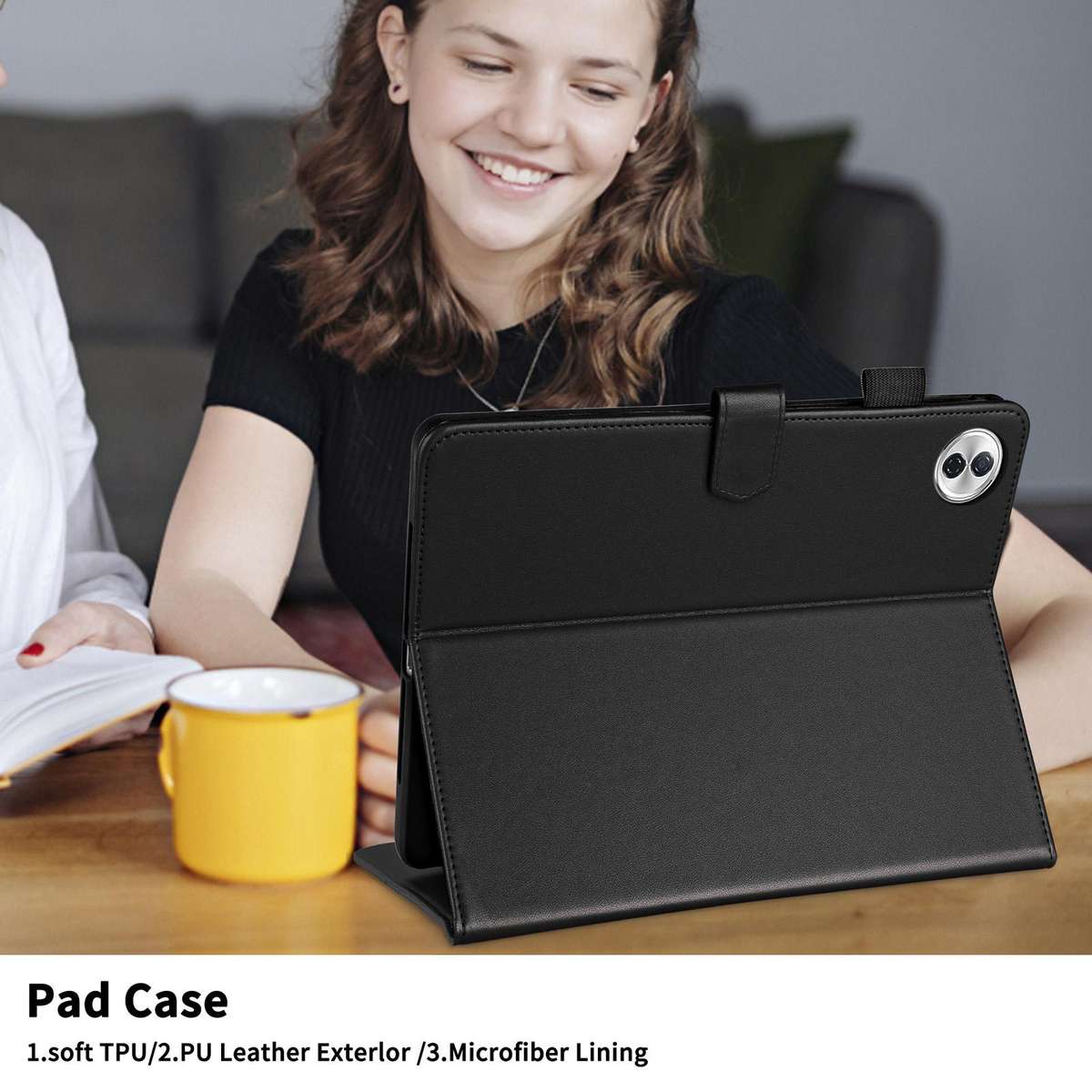 For Honor Pad 10 12.1 inch 2025 Rhombus Lattice Leather Tablet Case(Black)