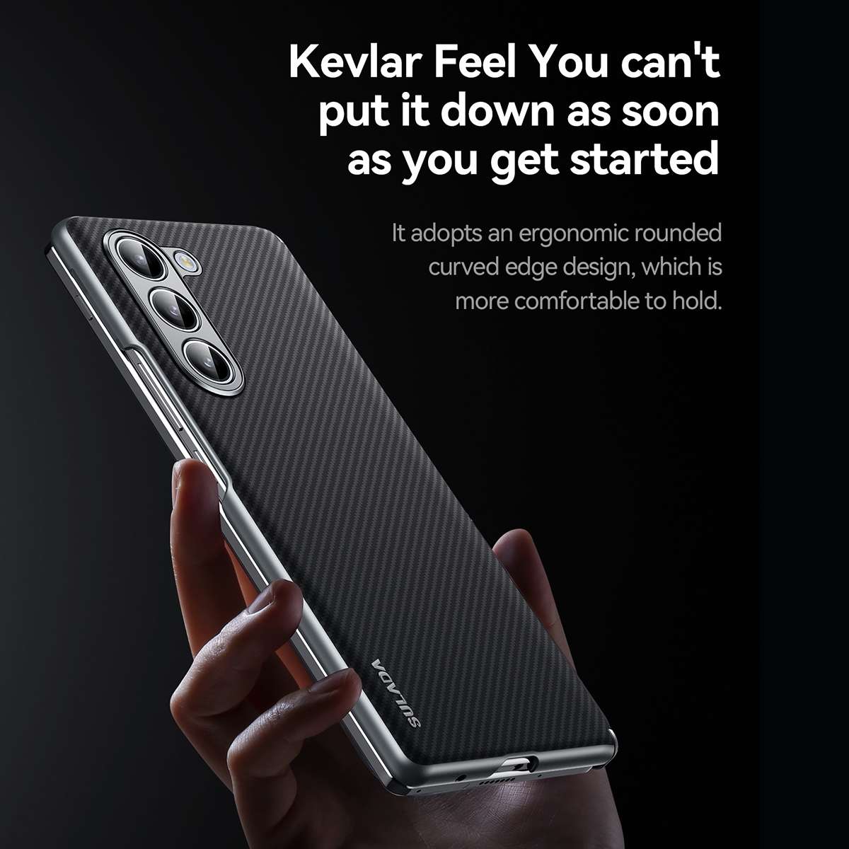 For Samsung Galaxy Z Fold5 SULADA 600D Kevlar Texture PC Shockproof Phone Case(Black)