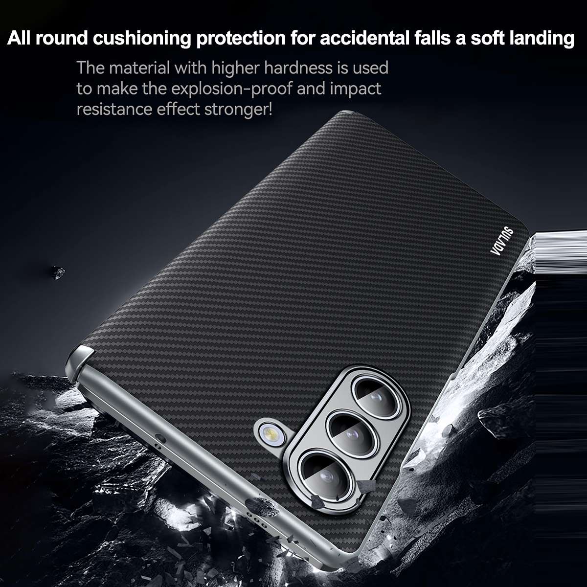 For Samsung Galaxy Z Fold5 SULADA 600D Kevlar Texture PC Shockproof Phone Case(Black)