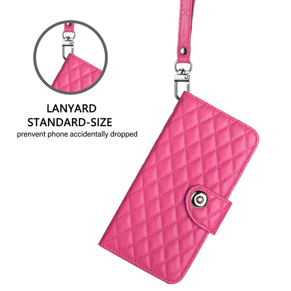 For TCL 405 / 406 / 408 Rhombic Texture Flip Leather Phone Case with Lanyard(Rose Red)