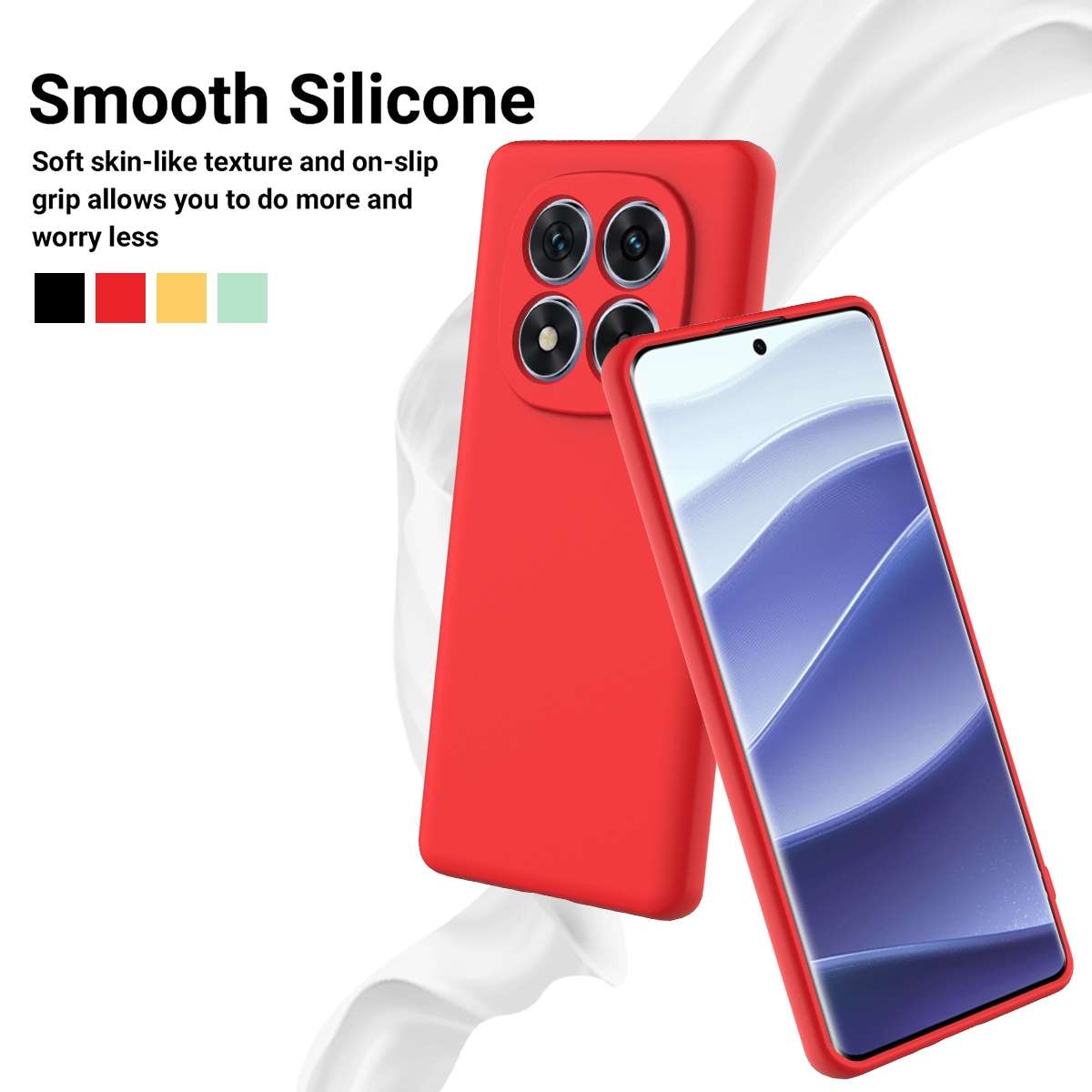 For Redmi Note 14 Pro 5G Solid Color Liquid Silicone Dropproof Full Coverage Phone Case(Red)