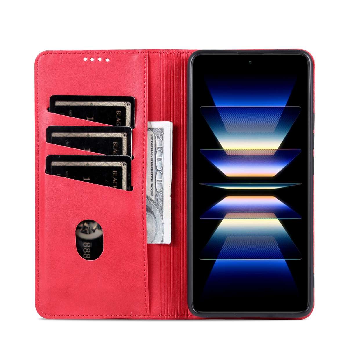For Samsung Galaxy S24 FE 5G AZNS Magnetic Calf Texture Flip Leather Phone Case(Red)