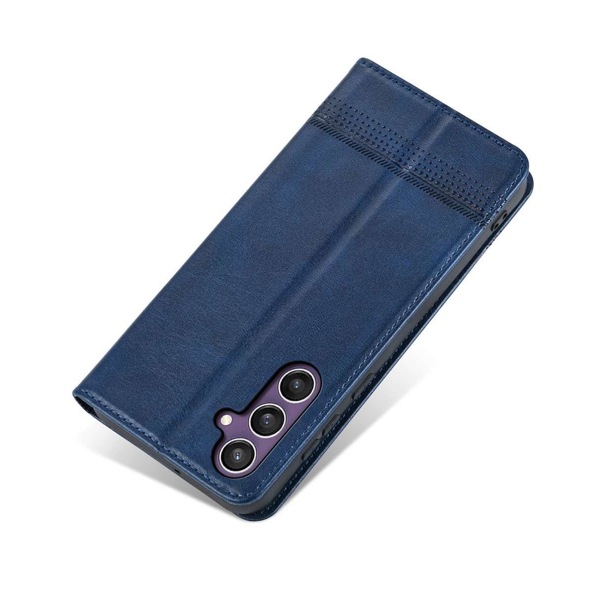 For Samsung Galaxy S24 FE 5G AZNS Magnetic Calf Texture Flip Leather Phone Case(Dark Blue)