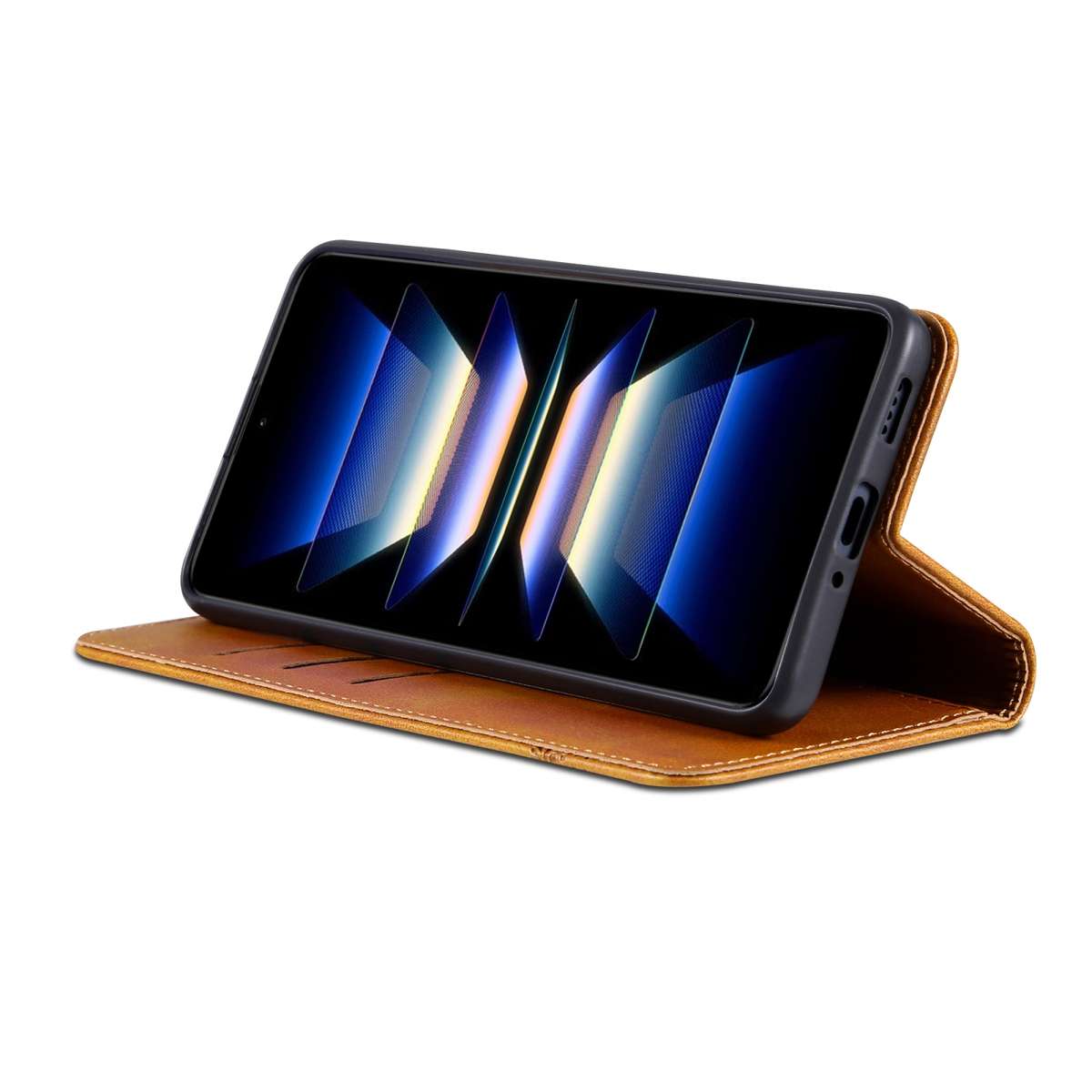 For Samsung Galaxy S24 FE 5G AZNS Magnetic Calf Texture Flip Leather Phone Case(Light Brown)