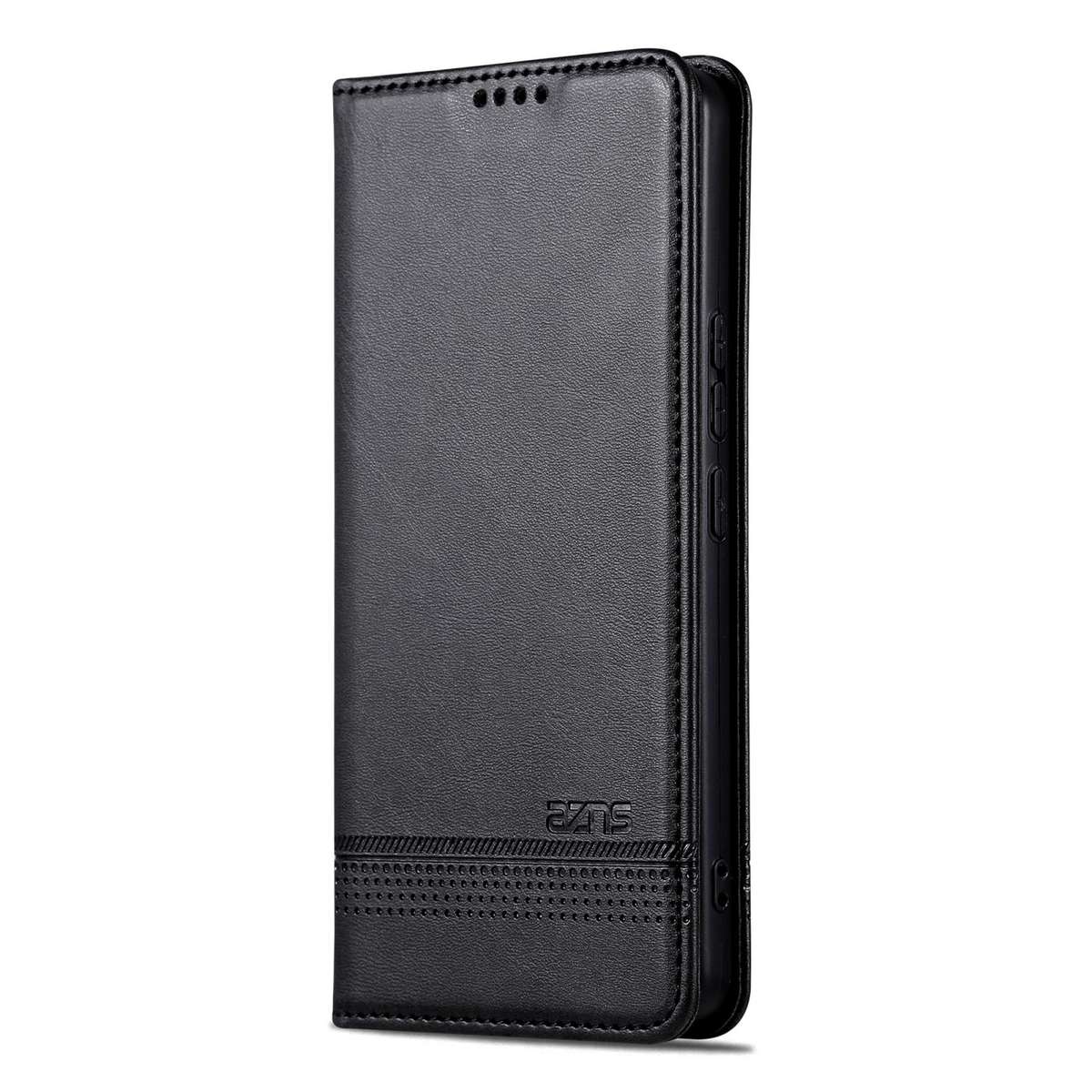 For Samsung Galaxy S25 FE 5G AZNS Magnetic Calf Texture Flip Leather Phone Case(Black)