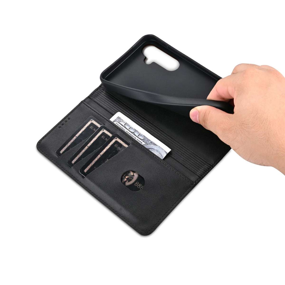 For Samsung Galaxy S25 FE 5G AZNS Magnetic Calf Texture Flip Leather Phone Case(Black)