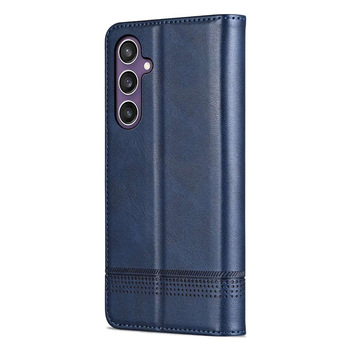 For Samsung Galaxy S25 FE 5G AZNS Magnetic Calf Texture Flip Leather Phone Case(Dark Blue)
