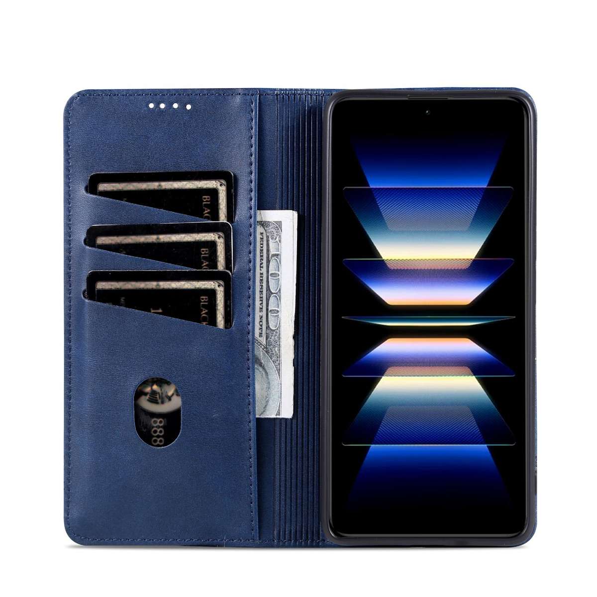 For Samsung Galaxy S25 FE 5G AZNS Magnetic Calf Texture Flip Leather Phone Case(Dark Blue)