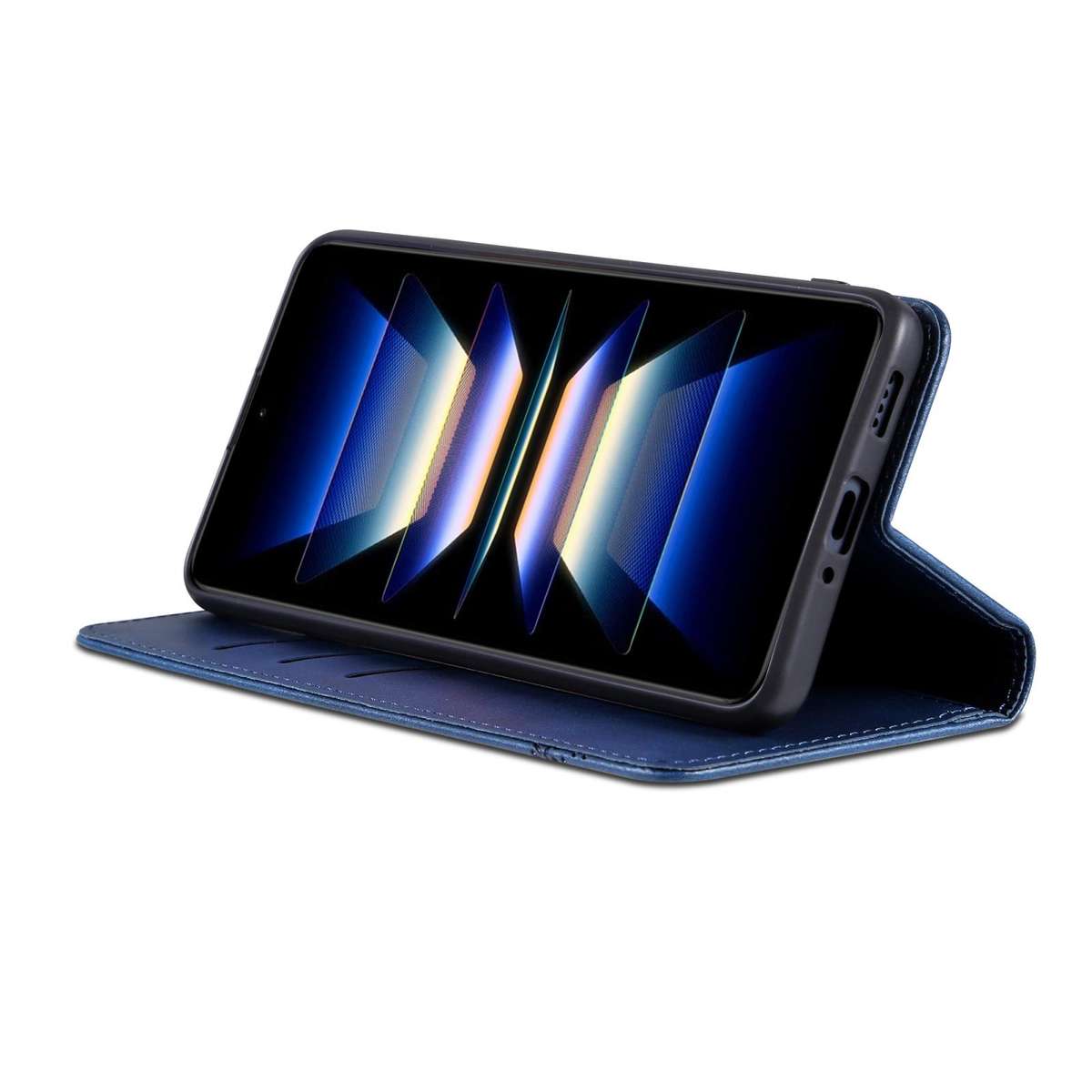 For Samsung Galaxy S25 FE 5G AZNS Magnetic Calf Texture Flip Leather Phone Case(Dark Blue)