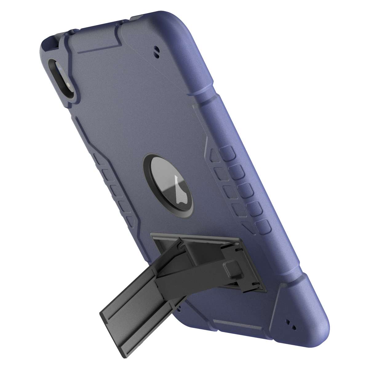 For iPad Air 11 2026 / 2025 / 2024 Armor Holder Silicone Hybrid PC Tablet Case(Navy Blue Black)