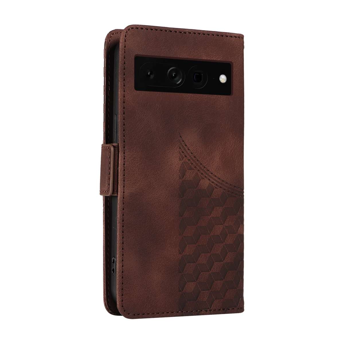 For Google Pixel 7 Pro Embossed Rhombus Starry Leather Phone Case(Brown)