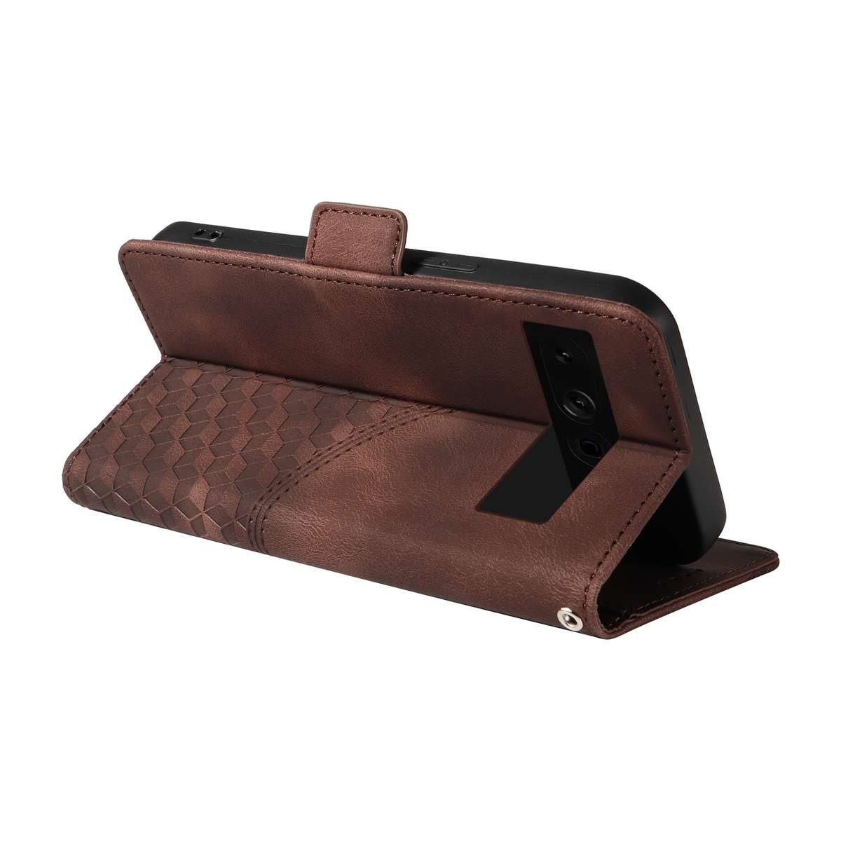 For Google Pixel 7 Pro Embossed Rhombus Starry Leather Phone Case(Brown)