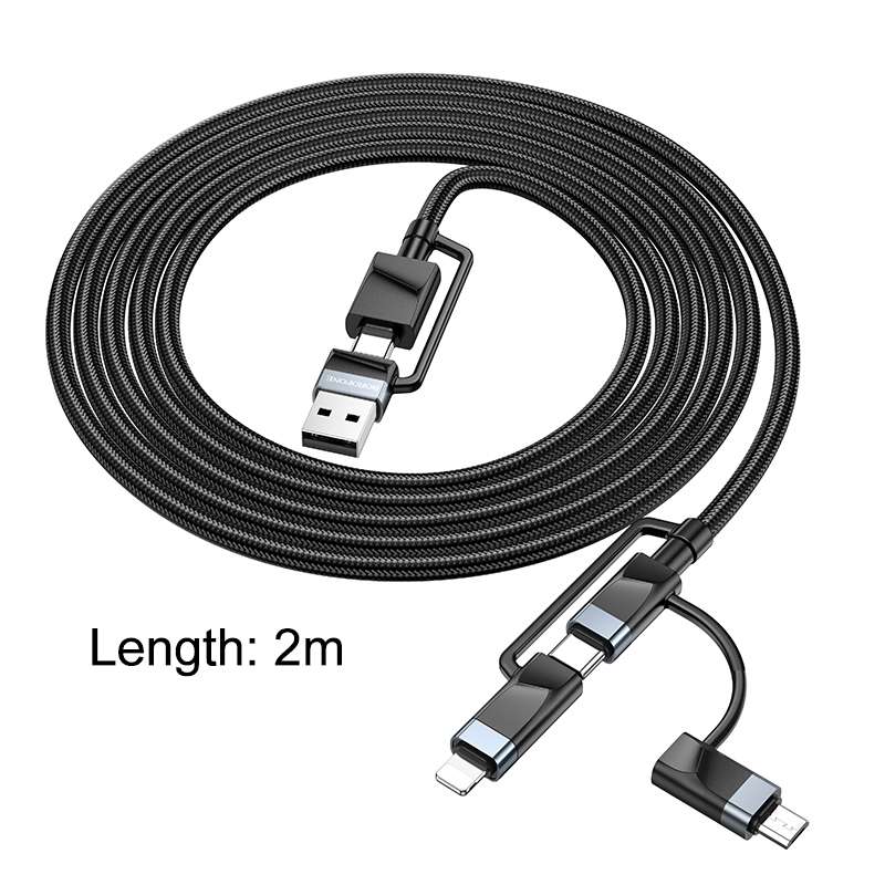 Borofone BU51 Settler 6 in 1 Charging Data Cable, Cable Length:2m(Grey)
