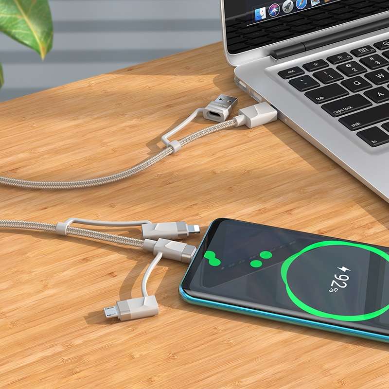 Borofone BU51 Settler 6 in 1 Charging Data Cable, Cable Length:2m(Grey)