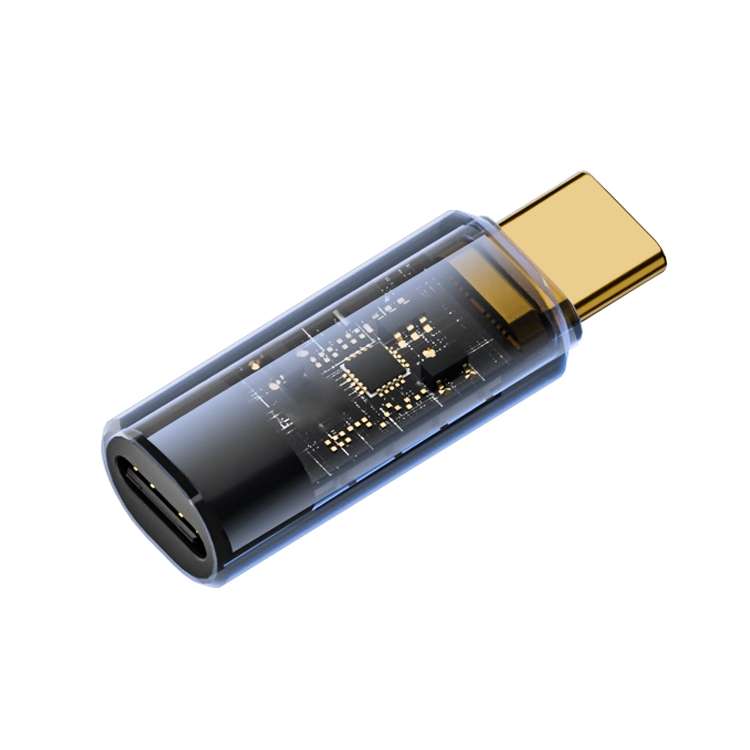 Type-C Male to Type-C Female 240W Full-featured Adapter with Digital Display(Transparent Blue)