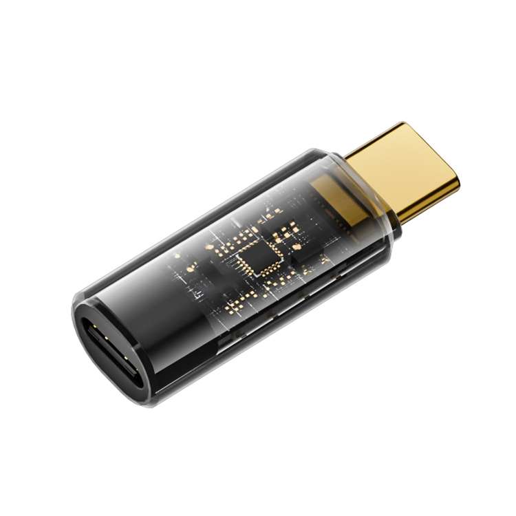 Type-C Male to Type-C Female 240W Full-featured Adapter with Digital Display(Transparent Black)