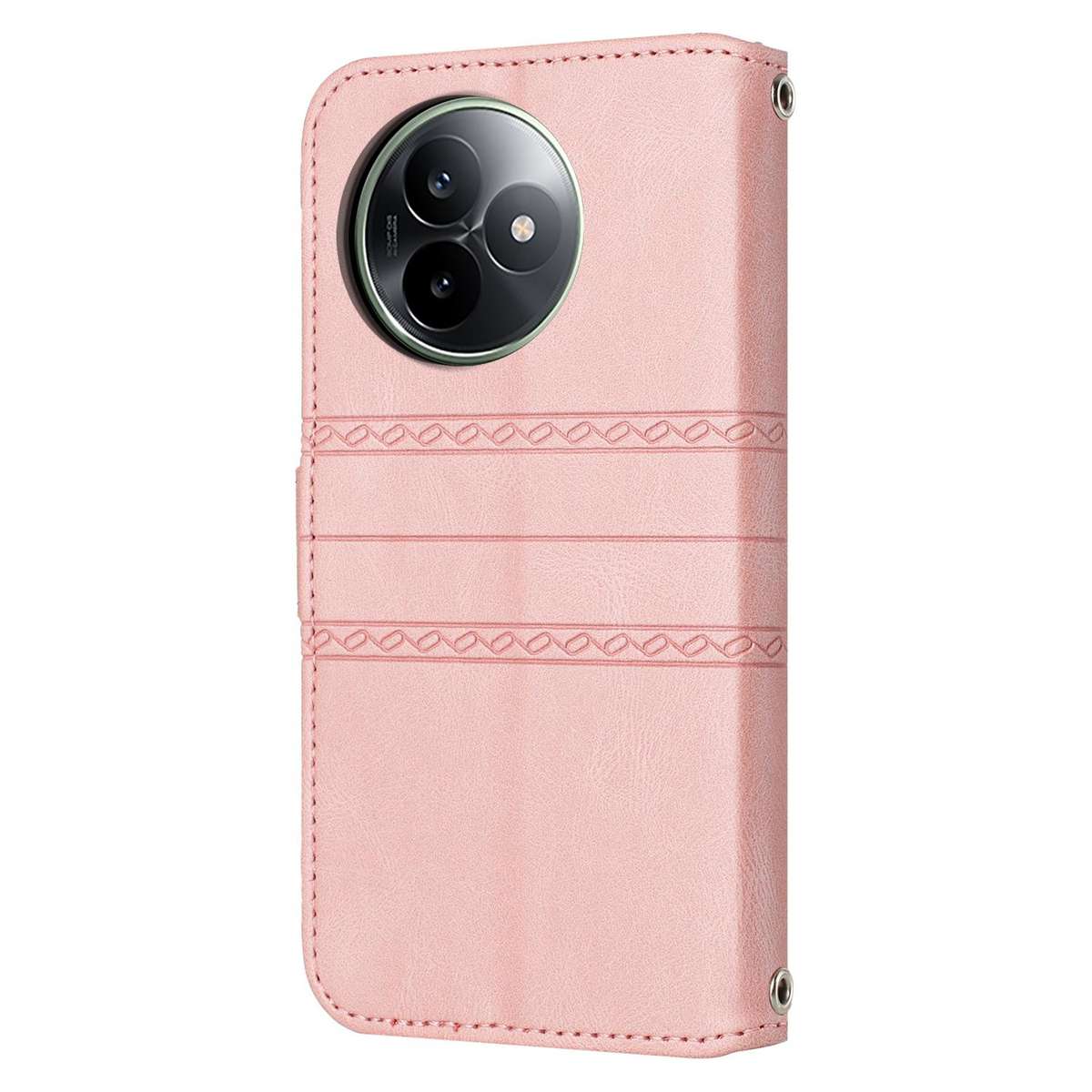 For Redmi K80 Ultra Embossed Stripes Skin Feel Leather Phone Case(Pink)