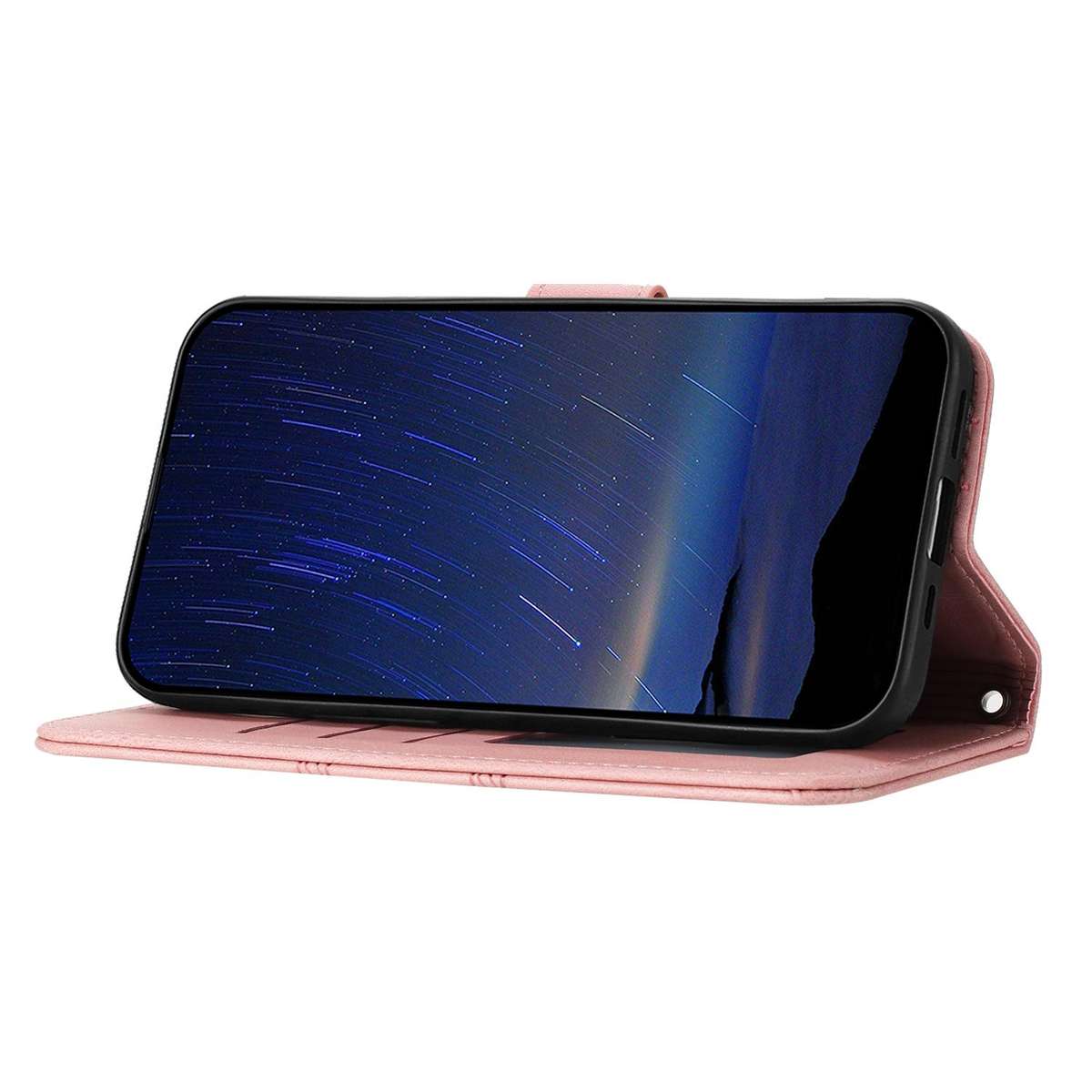 For Redmi K80 Ultra Embossed Stripes Skin Feel Leather Phone Case(Pink)
