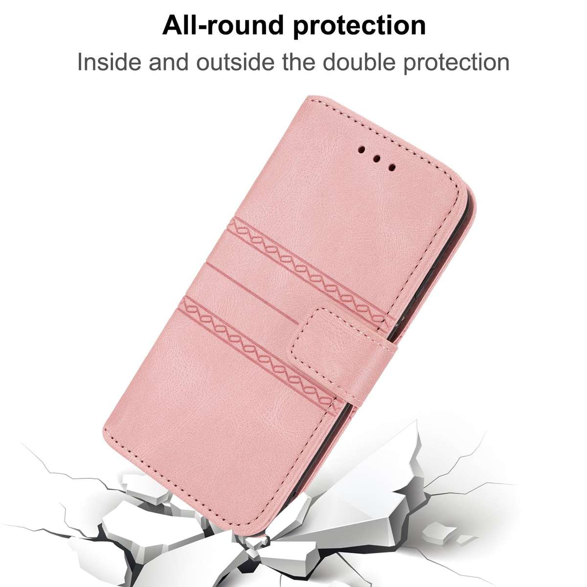 For Redmi K80 Ultra Embossed Stripes Skin Feel Leather Phone Case(Pink)