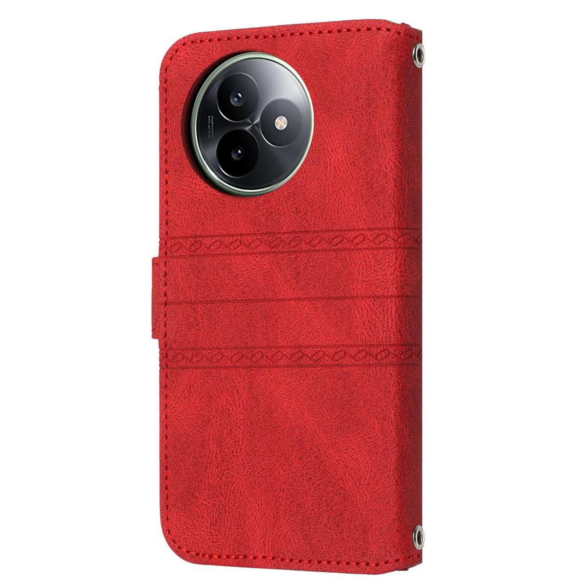 For Redmi K80 Ultra Embossed Stripes Skin Feel Leather Phone Case(Red)