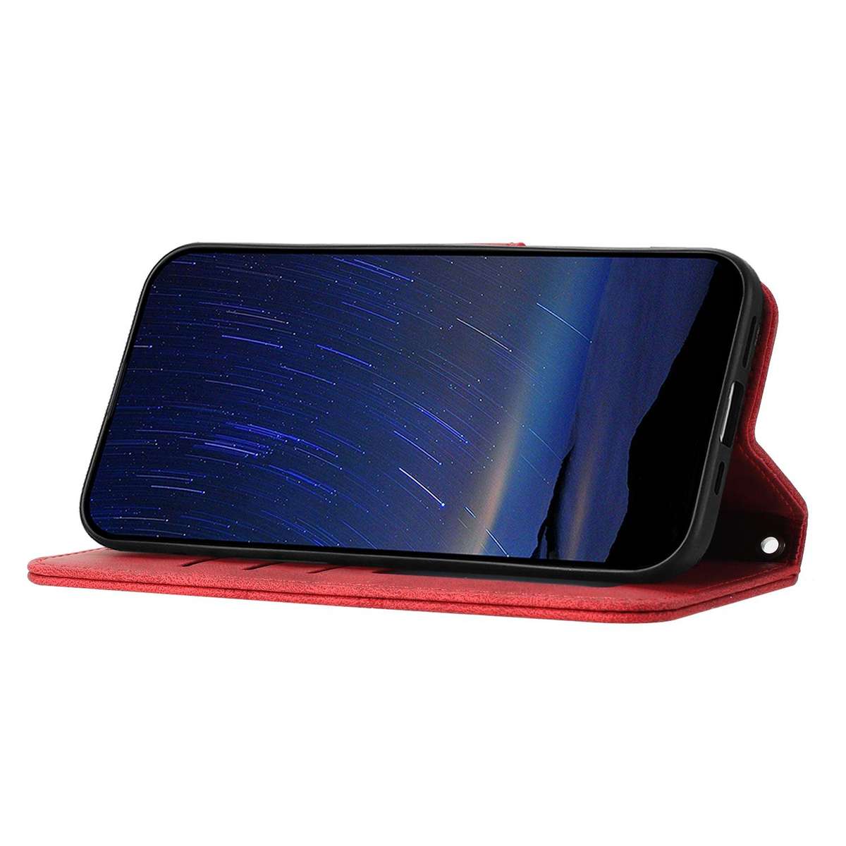 For Redmi K80 Ultra Embossed Stripes Skin Feel Leather Phone Case(Red)