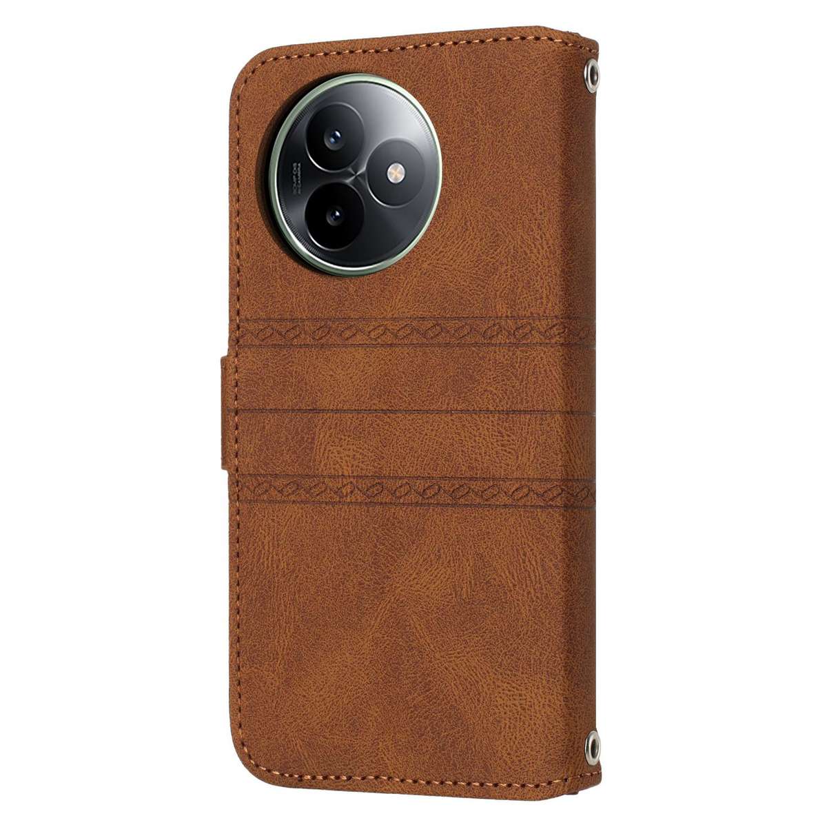 For Redmi K80 Ultra Embossed Stripes Skin Feel Leather Phone Case(Brown)