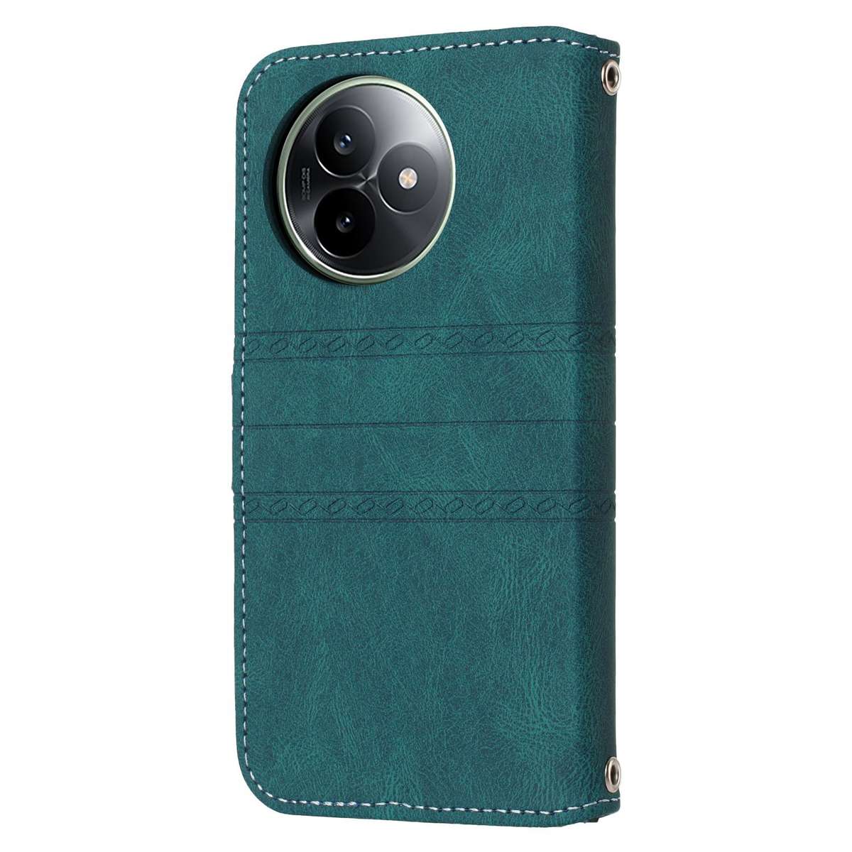For Redmi K80 Ultra Embossed Stripes Skin Feel Leather Phone Case(Dark Green)