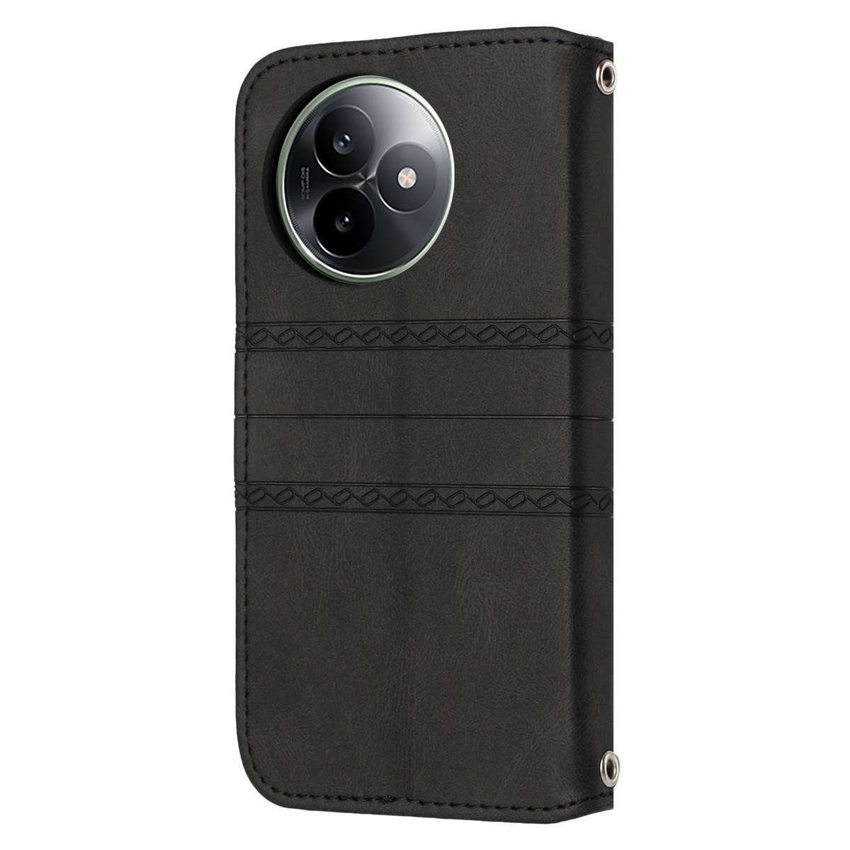 For Redmi K80 Ultra Embossed Stripes Skin Feel Leather Phone Case(Black)