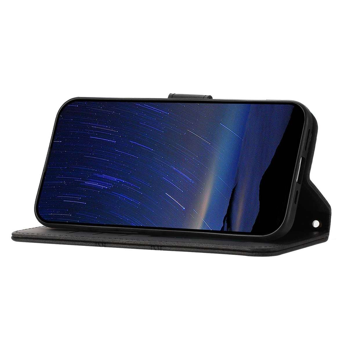 For Redmi K80 Ultra Embossed Stripes Skin Feel Leather Phone Case(Black)