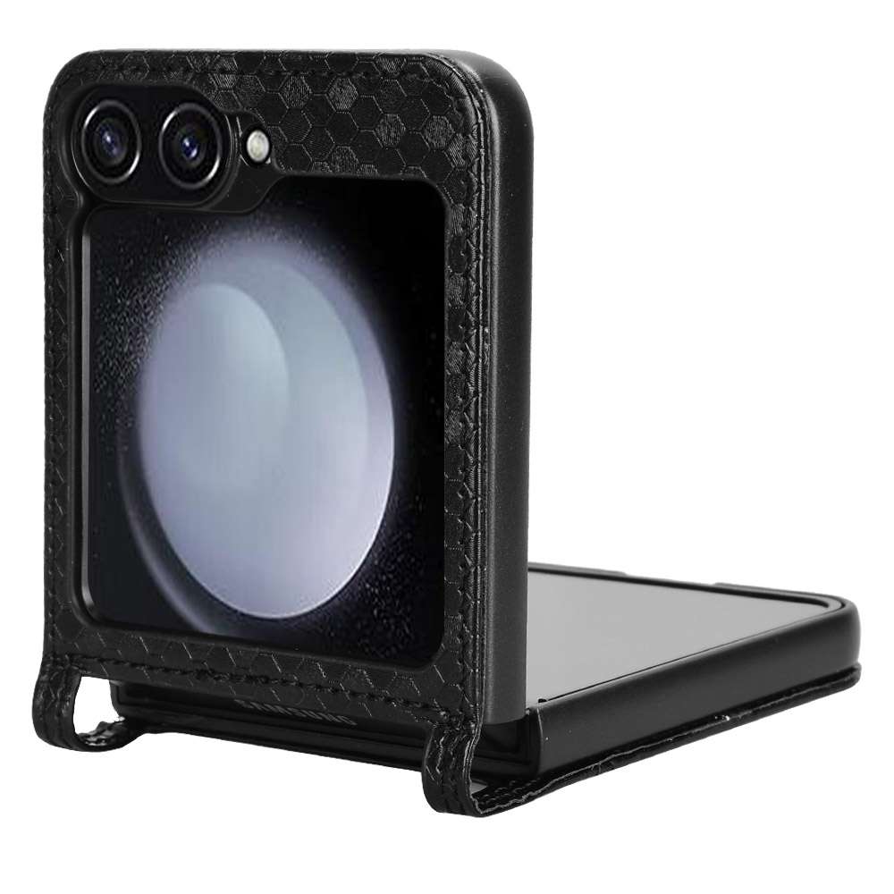 For Samsung Galaxy Z Flip7 FE / Z Flip6 5G Honeycomb Dot Texture Leather Phone Case(Black)