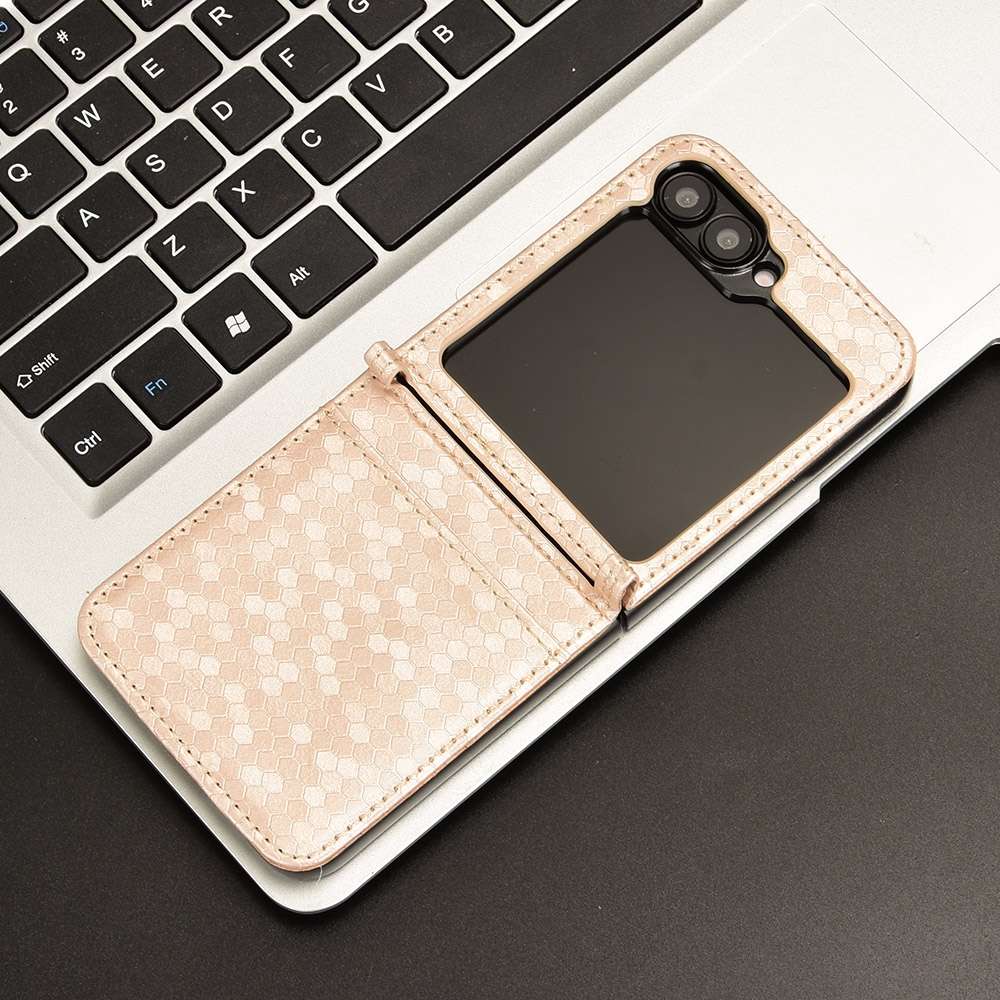 For Samsung Galaxy Z Flip7 FE / Z Flip6 5G Honeycomb Dot Texture Leather Phone Case(Gold)