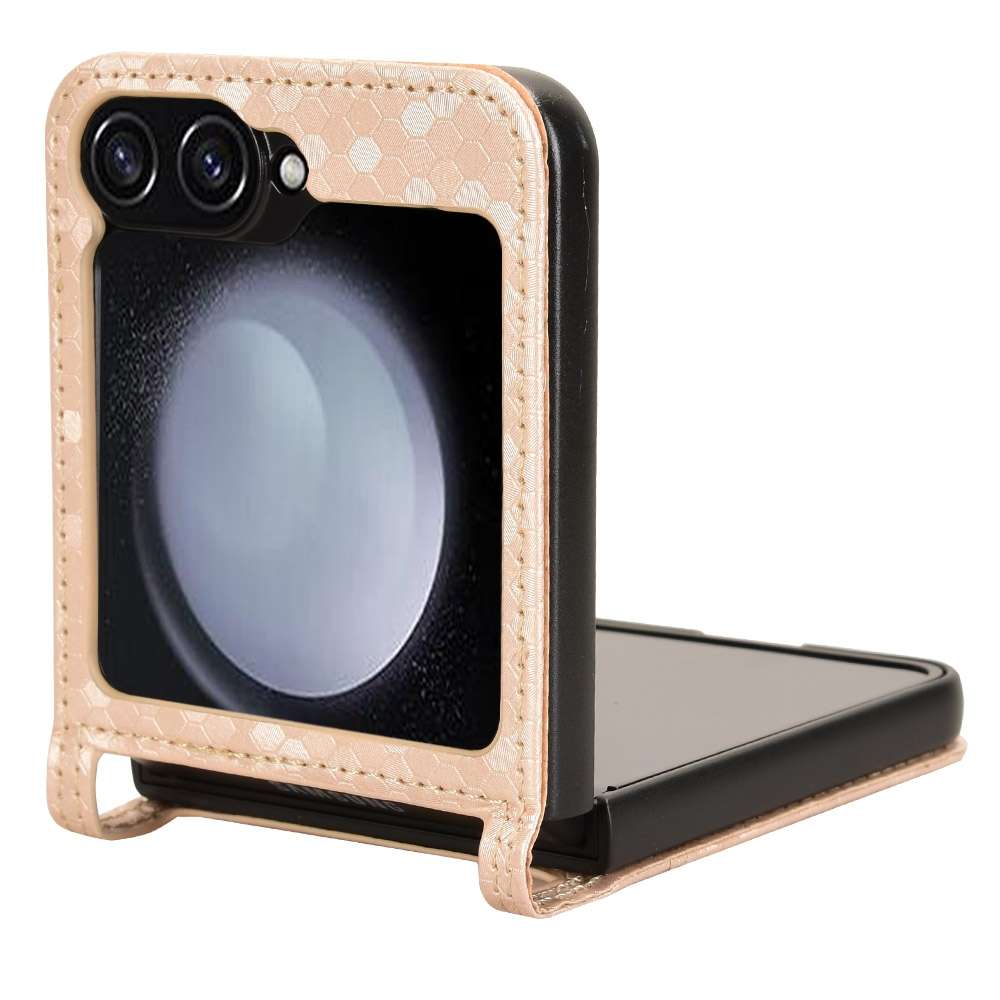 For Samsung Galaxy Z Flip7 FE / Z Flip6 5G Honeycomb Dot Texture Leather Phone Case(Gold)