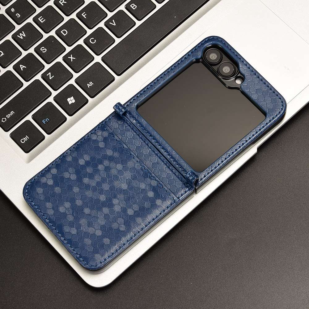 For Samsung Galaxy Z Flip7 FE / Z Flip6 5G Honeycomb Dot Texture Leather Phone Case(Blue)