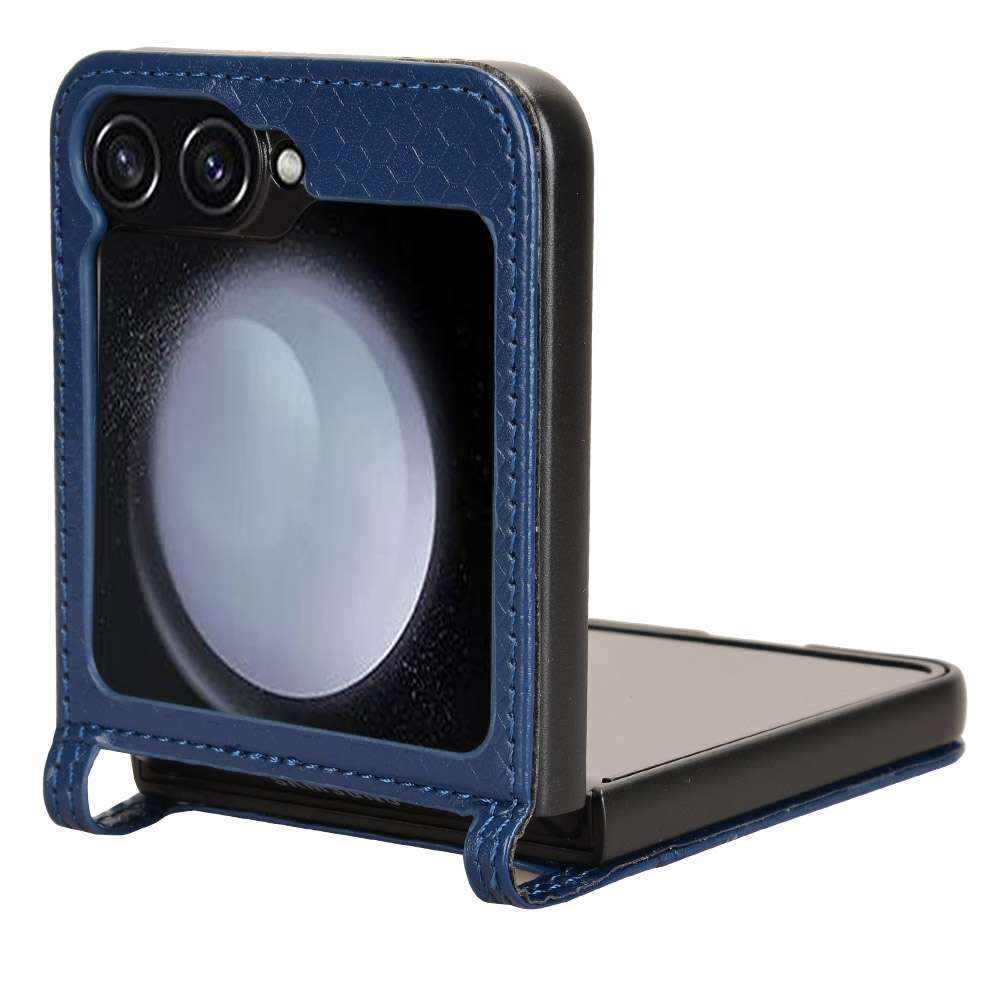 For Samsung Galaxy Z Flip7 FE / Z Flip6 5G Honeycomb Dot Texture Leather Phone Case(Blue)