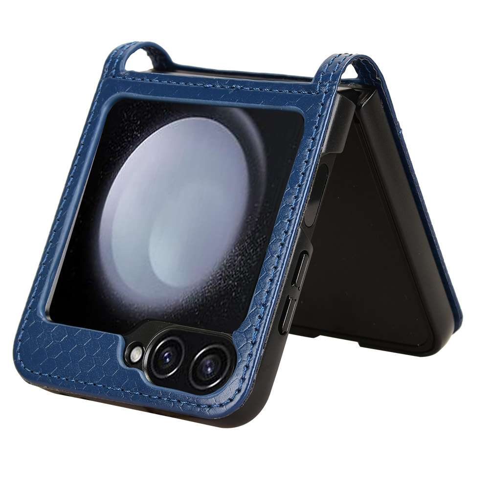 For Samsung Galaxy Z Flip7 FE / Z Flip6 5G Honeycomb Dot Texture Leather Phone Case(Blue)