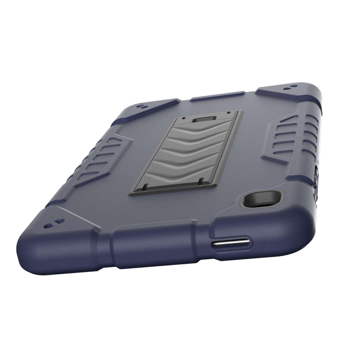 For Samsung Galaxy Tab A7 Lite Armor Holder Silicone Hybrid PC Tablet Case(Navy Blue Black)