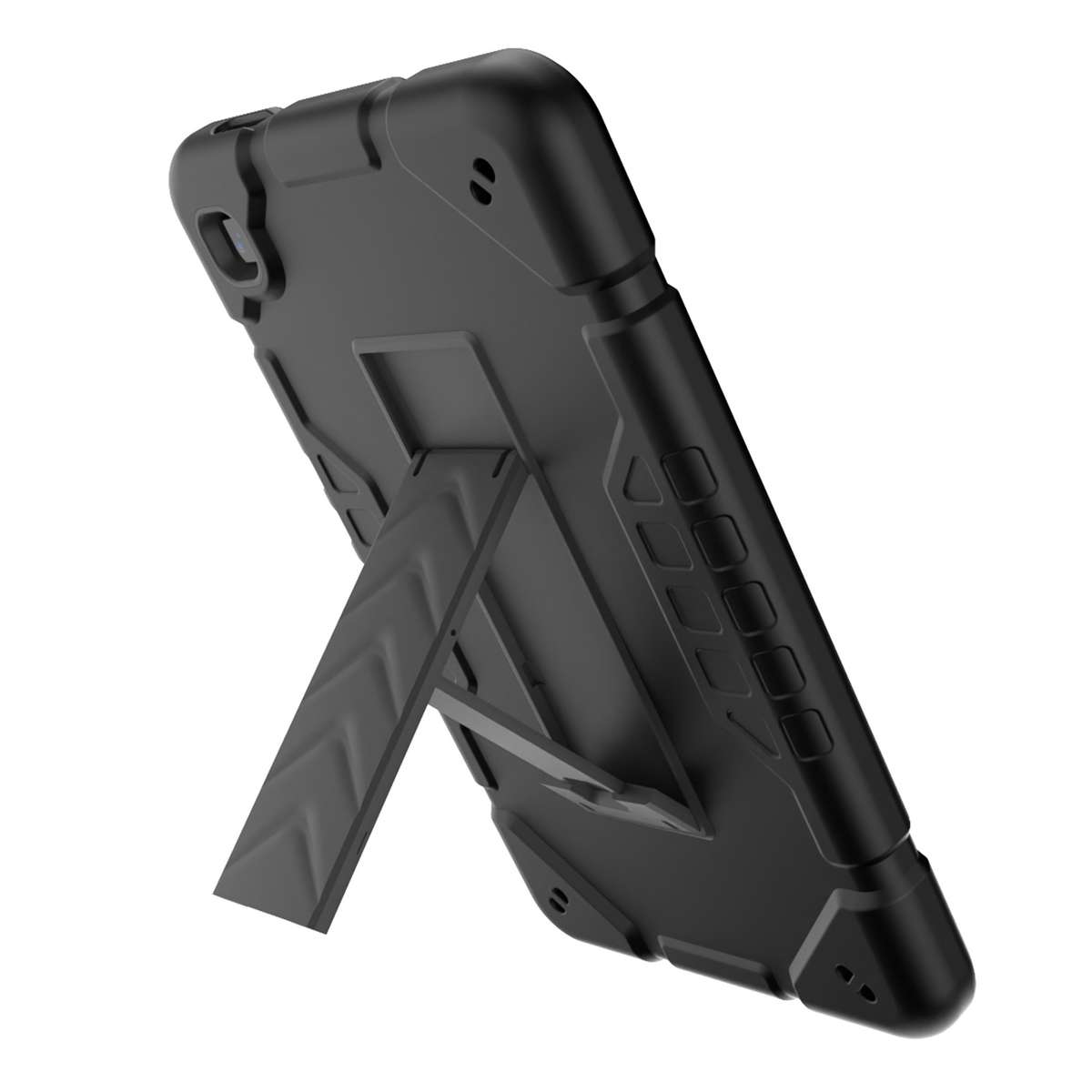 For Samsung Galaxy Tab A7 Lite Armor Holder Silicone Hybrid PC Tablet Case(Black)