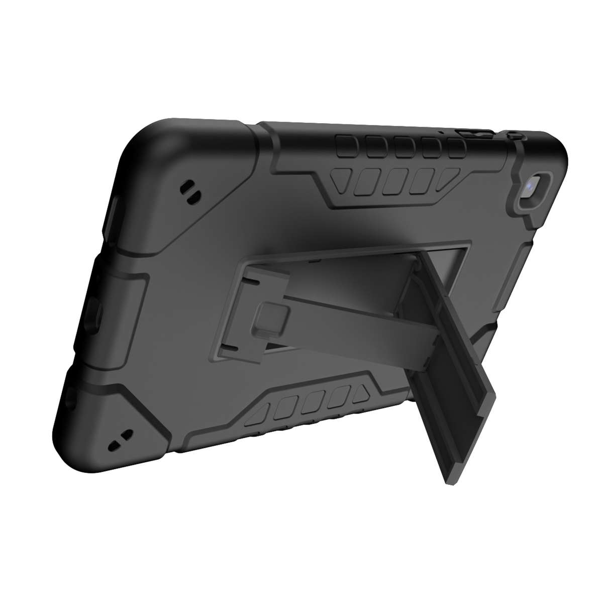 For Samsung Galaxy Tab A7 Lite Armor Holder Silicone Hybrid PC Tablet Case(Black)