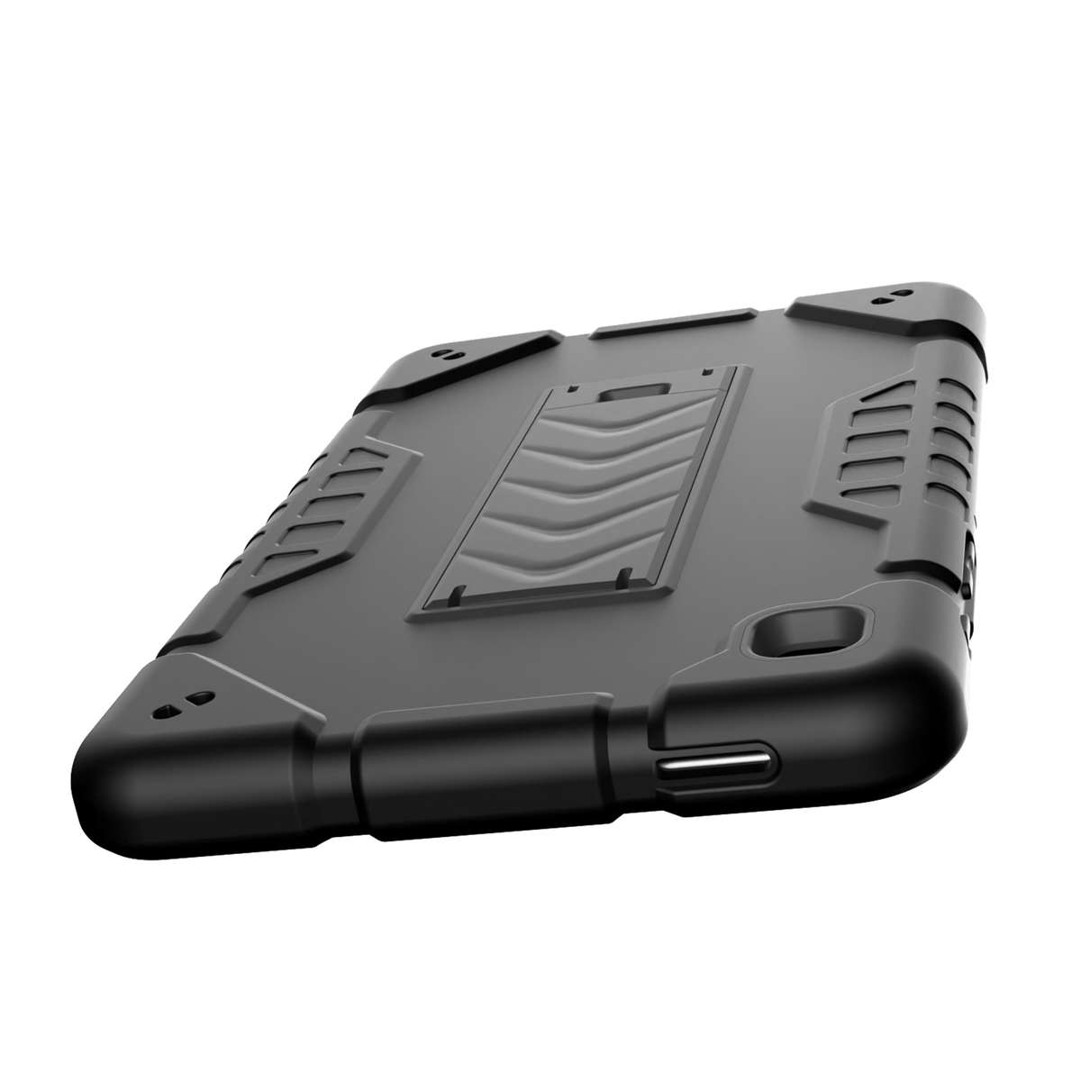 For Samsung Galaxy Tab A7 Lite Armor Holder Silicone Hybrid PC Tablet Case(Black)