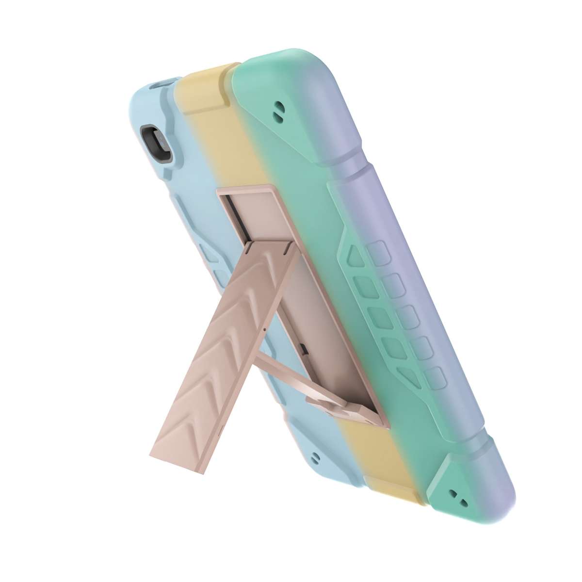 For Samsung Galaxy Tab A7 Lite Armor Holder Silicone Hybrid PC Tablet Case(Gradient Color Gold)
