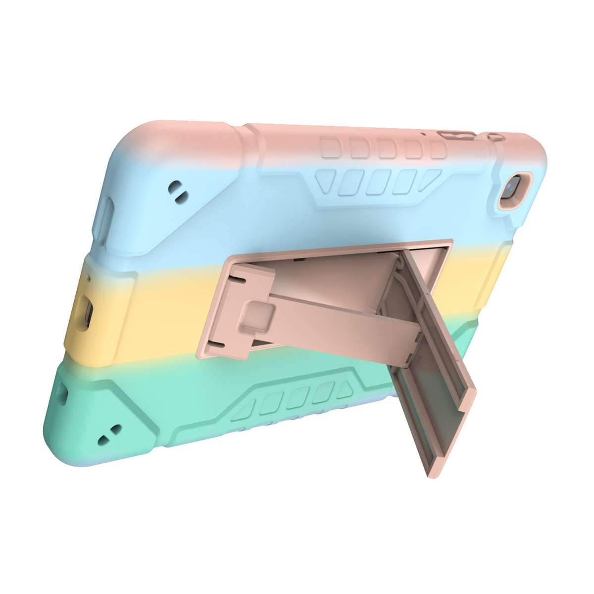 For Samsung Galaxy Tab A7 Lite Armor Holder Silicone Hybrid PC Tablet Case(Gradient Color Gold)
