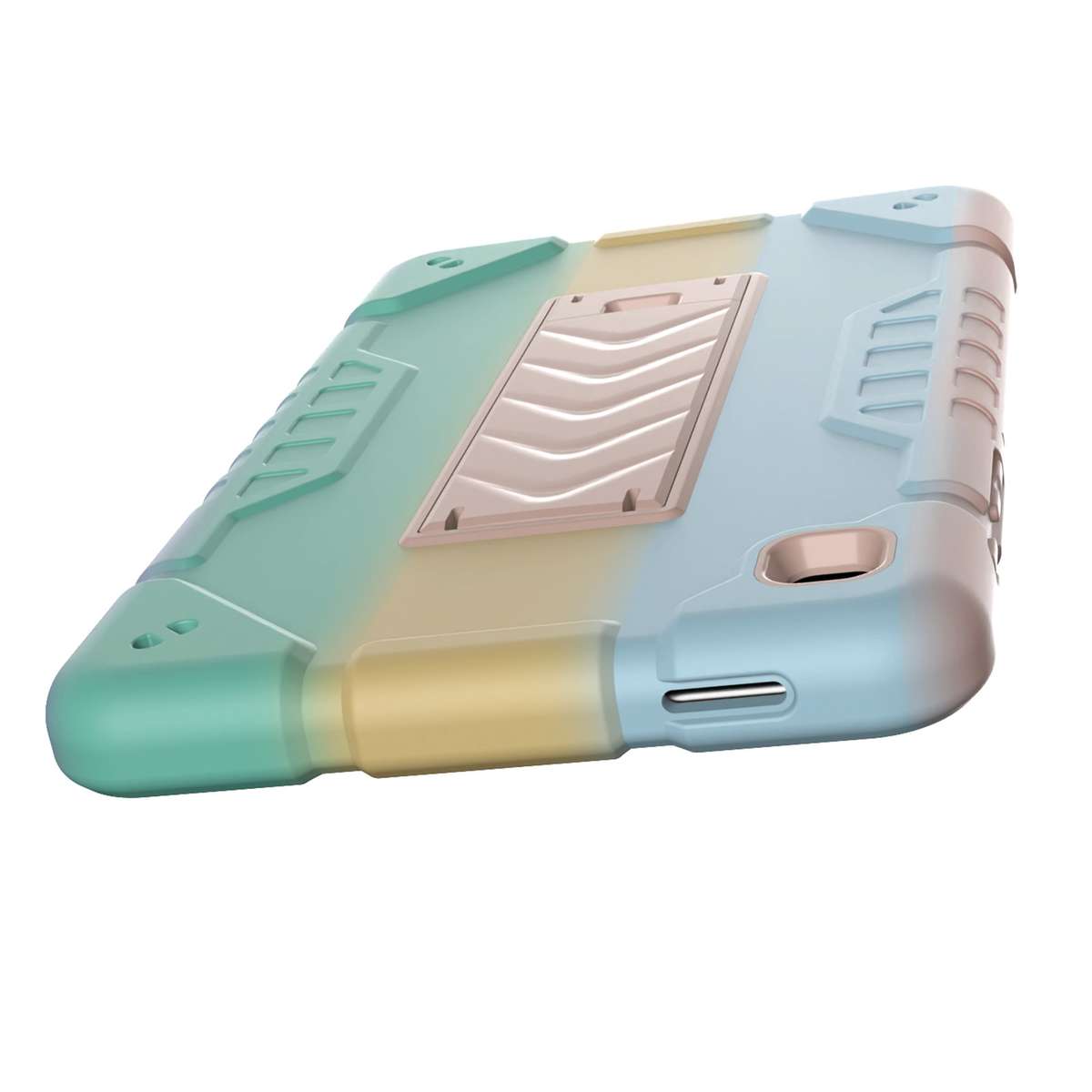 For Samsung Galaxy Tab A7 Lite Armor Holder Silicone Hybrid PC Tablet Case(Gradient Color Gold)