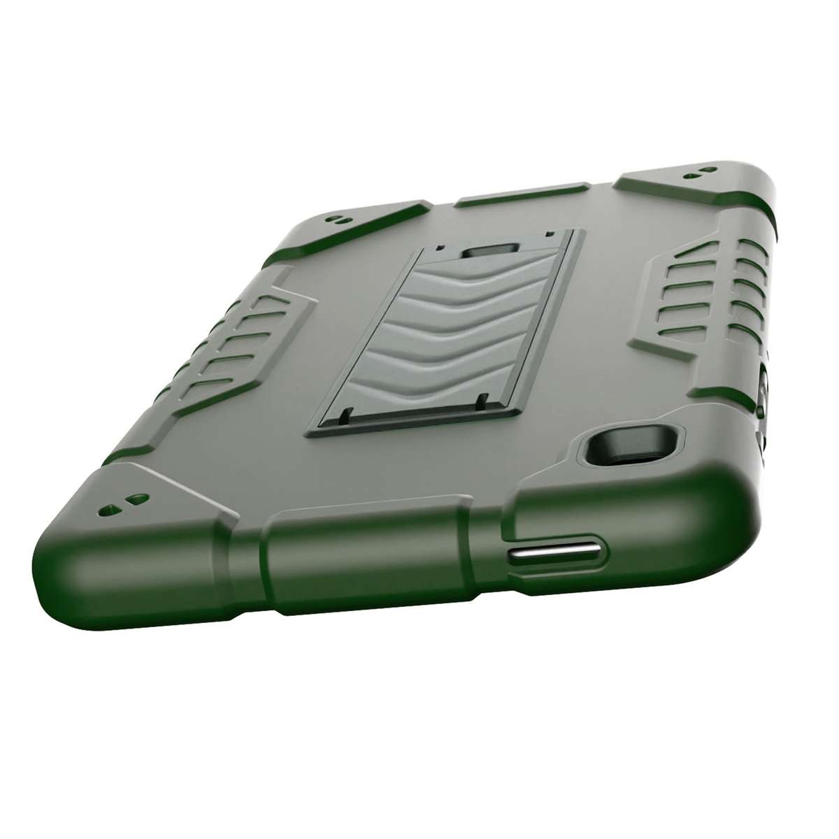 For Samsung Galaxy Tab A7 Lite Armor Holder Silicone Hybrid PC Tablet Case(Army Green Black)