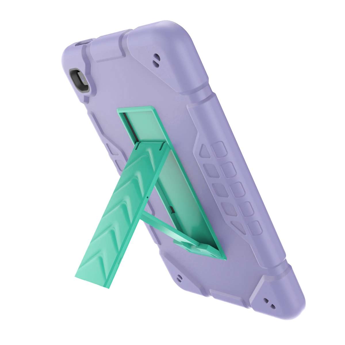 For Samsung Galaxy Tab A7 Lite Armor Holder Silicone Hybrid PC Tablet Case(Purple Mint Green)