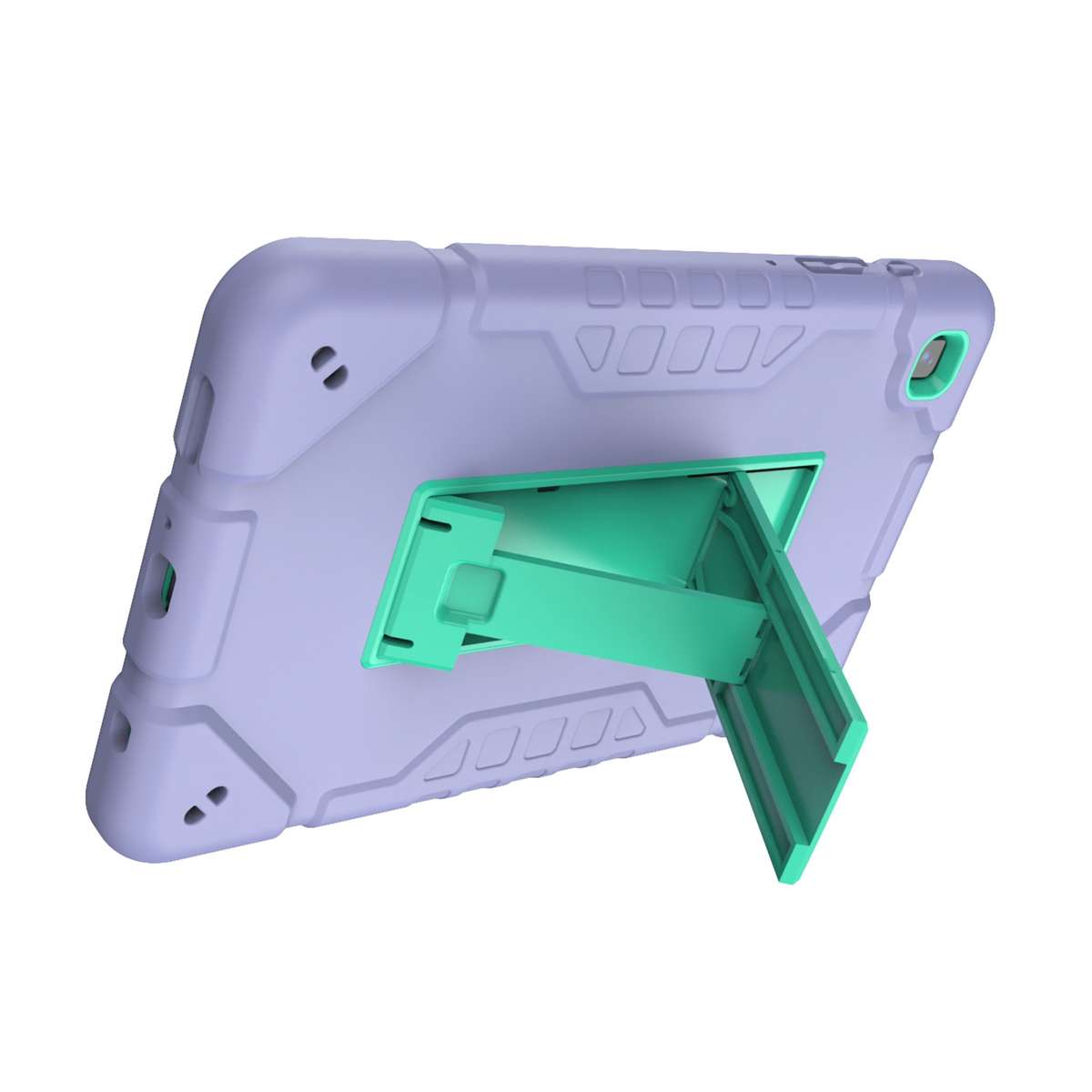 For Samsung Galaxy Tab A7 Lite Armor Holder Silicone Hybrid PC Tablet Case(Purple Mint Green)